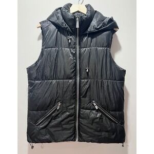 Buffalo David Bitton Black Hooded Puffer Vest Full Zip Pockets Women's Size M